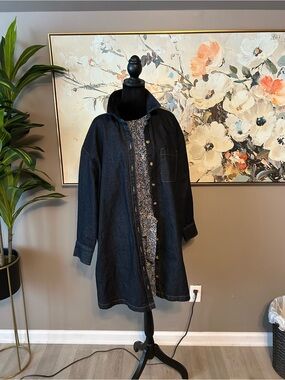 Old Navy Dark Blue Denim Long Sleeve Button-Front Dress